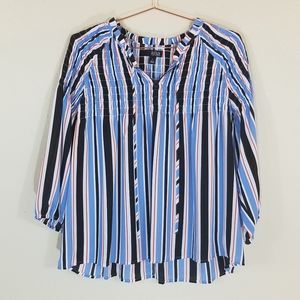 A.N.A Smocked 3/4 Sleeve Peasant Top Size L